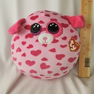 2022 TY Squish-A-Boos Plush TICKLE the Valentine's Day Dog 12 inch